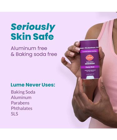 Lume Natural Solid Deodorant Stick - Aluminum-Free, Baking Soda-Free, Hypoallergenic for Sensitive Skin - 2.6oz Peony Rose - Buy Online on SooperMarket.com