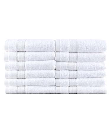 LUNASIDUS Bergamo  Luxury Hotel/Spa Washcloths  100 Percent Turkish Cotton  Set of 12  700 GSM  Made in Turkey  White