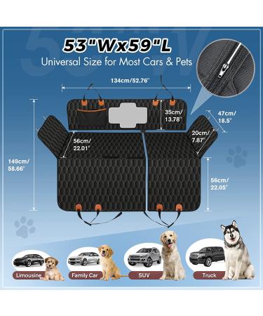 5-in-1 Dog Car Seat Cover for Back Seat | Waterproof & Scratchproof Car Hammock for Dogs | Nonslip & Mesh Window Car Pet Seat Protector with Belt | Fits Cars, Trucks, SUVs | Black 53x59 - Buy Online on SooperMarket.com