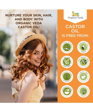 Organic Veda Pure Castor Oil - 100% Organic Cold Pressed Virgin Oil for Hair Skin Eyebrows & Nails - No Additives - 100 mL - Buy Online on SooperMarket.com