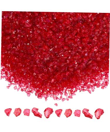 FRCOLOR 1 Transparent Colored Glass Sand Broken Glass Irregular Glass Manicure Jewelry Accessories Decorative Glass Sand (big Red) Glass Vases Decorative Glass Sands Miss Nail Bare Stone
