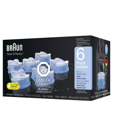 Braun Clean & Renew Refill Cartridges CCR Replacement Shaver Cleaner Solution for Clean&Charge Cleaning System Pack of 6 6 Count (Pack of 1) Clean & Renew Refill Cartridges