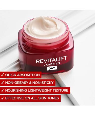 L Or al Paris Laser Renew Triple Action Anti-Ageing Day Cream Reduce Wrinkle and Fine Line Appearance Moisturises Firms Brightens Skin Pro-Retinol Hyaluronic Acid and Vitamin C 50ml 50 ml (Pack of 1) - Buy Online on SooperMarket.com