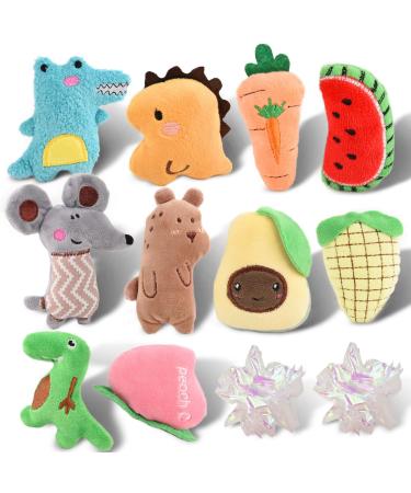 onebarleycorn Cat Catnip Toys 12 Pcs Cat Toys for Indoor Cats Adult Kitten Cat Plush Chew Teeth Cleaning Toy Cat Interactive Toys Pillow Cat Crinkle Balls