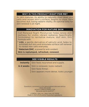 L'Oreal Paris Age Perfect Cell Renewal Night Cream 1.7 oz - Radiant Skin Moisturizer with Salicylic Acid - Buy Online on SooperMarket.com