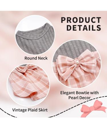 KYEESE Pink Plaid Dog Dress with Bowtie - Small Dog/Cat Sweater Dress - Buy Online on SooperMarket.com