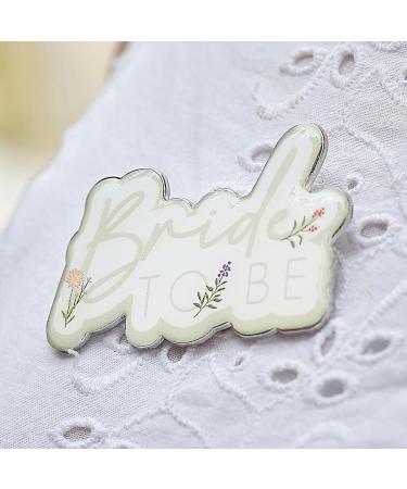 Ginger Ray Bride to Be Flower Enamel Silver Badge | Multicoloured 3.3cm x 5.3cm | Perfect Wedding Accessory - Buy Online on SooperMarket.com