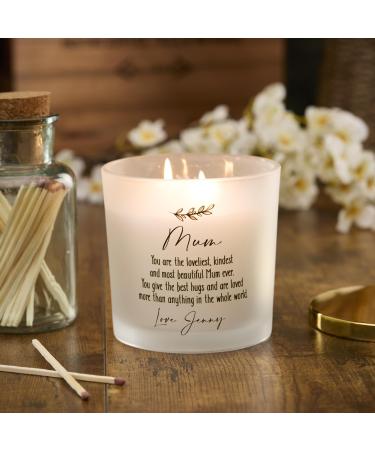 Personalised Large Double Wick Candle Gift for Mum with Sentiment (Fresh Cotton)