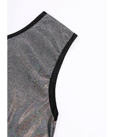 KKmeter Kids Girls One-Shoulder Sequins Dance Crop Top Performance Tank Vest 9-10 Black - Buy Online on SooperMarket.com
