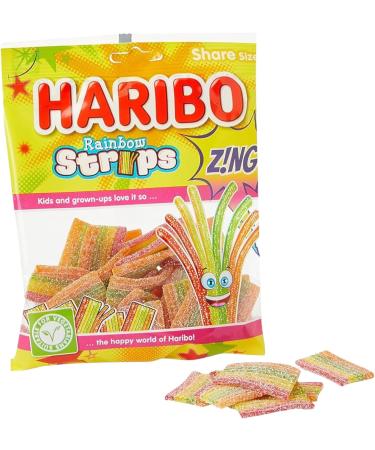 Rainbow Strips Zing Gummy Fizzy Belts - Strawberry, Apple, Lemon & Tropical - 260g (2 x 130g Share Bags) - Buy Online on SooperMarket.com