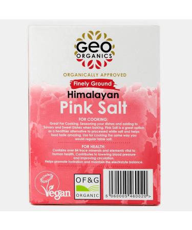 Geo Organics Himalayan Pure Pink Salt Crystals - 100% Natural Salt & Unrefined - Harvested Using Sustainable & Eco Friendly Practices - Contains 84 Minerals (500 Grams (Pack6) Fine Pink Salt) Finely Ground (Pack of 6) - Buy Online on SooperMarket.com