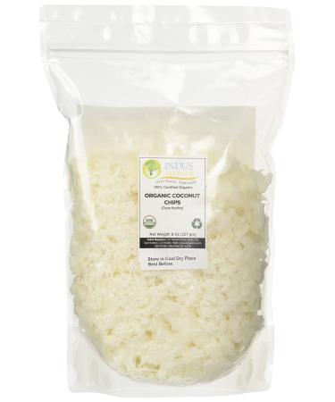 Indus Organics Dried Coconut Chips/shreds, Raw, 8 Oz Bag, Premium Grade, No Added Sugar, Freshly Packed 8 Ounce (Pack of 1)