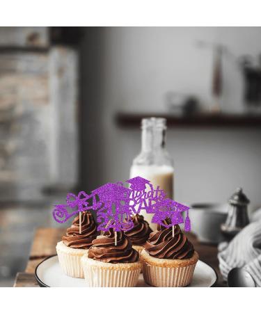 Rsstarxi 24 Pack 2024 Graduation Cupcake Toppers Glitter Congrats Grad 2024 Graduation Cap Diploma Cupcake Picks for Class of 2024 Graduation Theme Party Cake Decorations Purple - Buy Online on SooperMarket.com