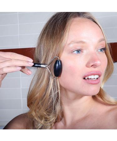 Daily Concepts Daily Facial Roller with Two Stone Heads: Small Stone for Under Eye Area, Large Stone for Entire Face - Jade, Rose Quartz, Obsidian, Amethyst, Opal (Obsidian) - Buy Online on SooperMarket.com