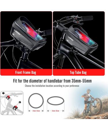 Waterproof Bike Holder & Cell Phone Bag for Smartphones Up to 6.9 inches | Luroon Bicycle Handlebar Bag with Rain Hood - Gray - Buy Online on SooperMarket.com
