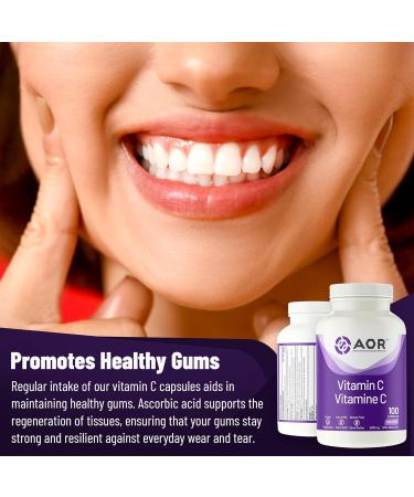 AOR - Vitamin C 1000mg 100 Capsules - Essential Ascorbic Acid Supplement - Promotes Overall Wellness - Supports Bones Gums & Teeth - Non-GMO Vegan - Ideal for Daily Health Maintenance - Buy Online on SooperMarket.com
