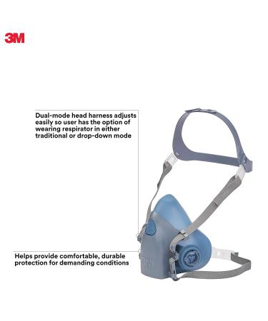 3M 7502 Reusable Respirator Half Facepiece - Medium Size | Compatible with Bayonet Cartridges/Filters for Gases, Vapors, and Dust - Buy Online on SooperMarket.com