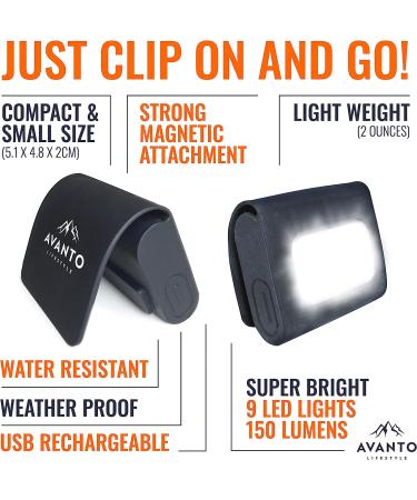 AVANTO Clip On Running Light Classic - 200 Lumen LED, 1hr Use, USB Rechargeable - Night Running Gear for Runners - 2 Pack - Buy Online on SooperMarket.com
