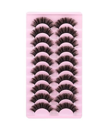 Wiwoseo 3D Faux Mink Eyelashes - 10 Pairs Natural Wispy & Fluffy 17MM Dramatic Effect - Buy Online on SooperMarket.com