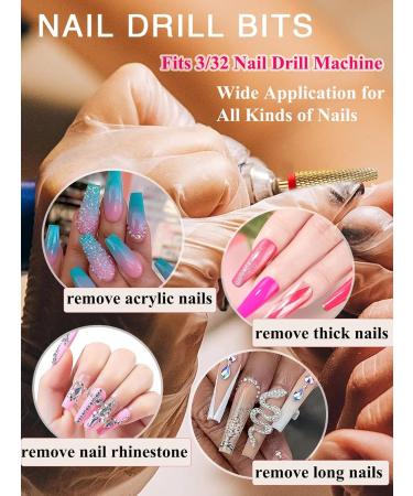 Buy Super Long 5 in 1 Nail Drill Bit - Fine F Two-way Rotation Carbide Tungsten Bits for 3/32 Nail Drill | Professional Acrylic Nail Polishing Tool | International Shipping Available - Buy Online on SooperMarket.com