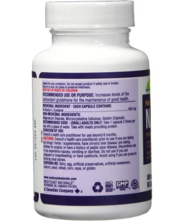 Westcoast Naturals Amino Acid N-Acetyl-L-Cysteine Capsule 500 mg - Buy Online on SooperMarket.com