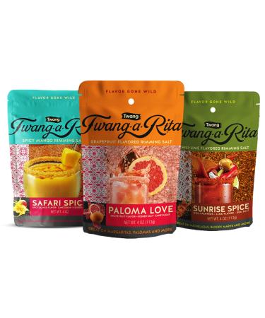 Twang-A-Rita Cocktail Rimming Salt Blend, Savory Variety, 4 Ounce Pouch (Set of 3) 1 Each: Chile Lime, Grapefruit, Mango