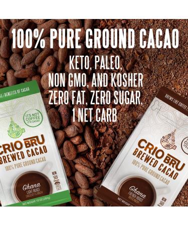 Crio Bru Brewed Cacao Ghana French Roast 10oz Bag - Coffee Alternative | 100% Pure Ground Cacao Beans | Non-GMO | Keto, Low Carb, Paleo | 99.99% Caffeine Free - 10 Ounce - Buy Online on SooperMarket.com