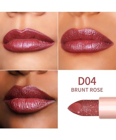 Oulac Diamond Lustre Lipstick Rosa - Highly Pigmented Vegan Long-Lasting Moisturizing Formula - D04 Brunt Rose for Striking Lip Makeup - Buy Online on SooperMarket.com