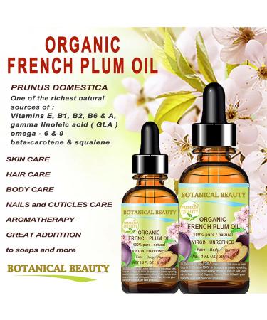 Buy 100% Pure Organic Plum Oil - Cold Pressed Carrier Oil for Face Skin Hair & Nails | 4 Fl. oz - Botanical Beauty - Buy Online on SooperMarket.com