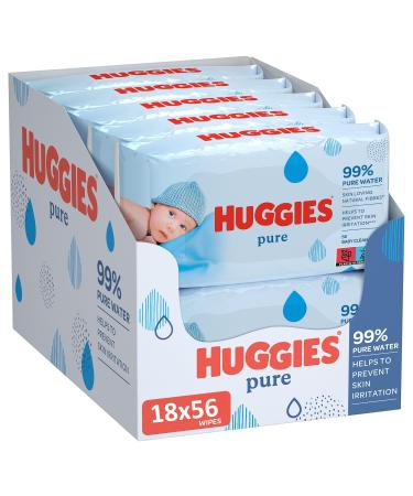 Huggies pure baby cloths 18 packs (a total of 1008 towels)-99 percent pure water-perfume-free for gentle cleaning and protection-natural wet wipes non-biiodegable 56 pieces (18 pack)