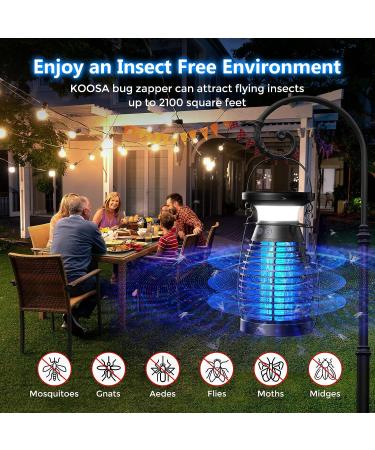 KOOSA Solar Bug Zapper - Cordless & Waterproof Mosquito Zapper with 4200V UV Light - 3-in-1 Fly Zapper for Outdoor Use - Effective Up to 2100 Sq Ft - Buy Online on SooperMarket.com