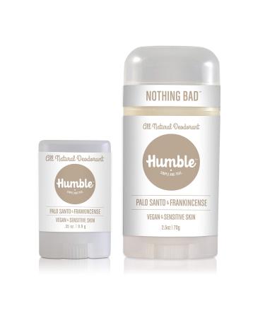Humble Brands All Natural Vegan Aluminum Free Deodorant Stick for Sensitive Skin, Sensitive Palo Santo & Frankincense Deodorant Full & Travel Pack