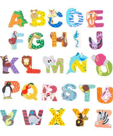 Indigos UG - wooden letters - letter A - 27 wooden letters with different animal motifs - various sets - for children and babies Letter A