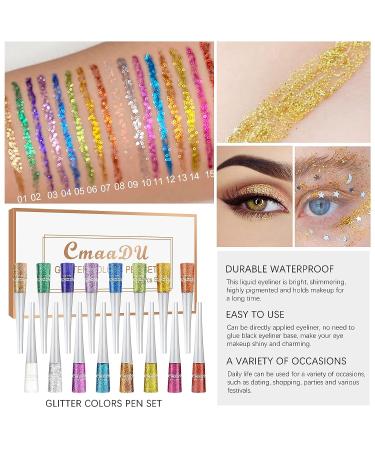 FREEORR 16 Colors Glitter Eyeliner Collection - Waterproof High Pigmented Metallic Shimmer Eyeliner Kit for Party & Festival Makeup - Buy Online on SooperMarket.com