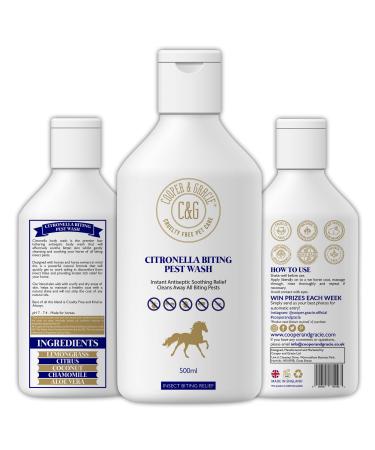 C&G Pets | Horse Citronella Biting Pest Wash | Powerful Organic Horse Shampoo with Instant Antiseptic Skin Soothing Relief - Effectively Cleans Away ALL Biting Pests | Low Lathering 100% Natural 500ml 500 ml (Pack of 1)