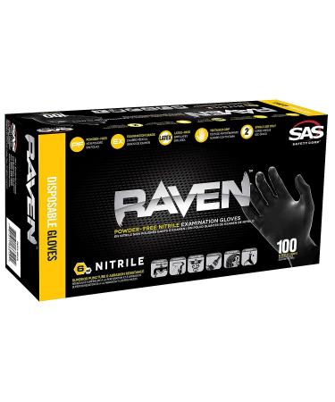 SAS Raven Powder Free Nitrile Disposable Gloves | 7 Mil - Lg | Latex Free Chemical + Puncture Resistant Textured Grip Single Use | for Automotive Industrial Janitorial MRO Food Service - Buy Online on SooperMarket.com