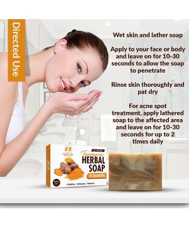 Turmeric Soap Bar for Acne, Dark Spots & Brightening - Hydrating Face & Body Cleanser - USA Made Skin Brightening Treatment 4oz - Buy Online on SooperMarket.com