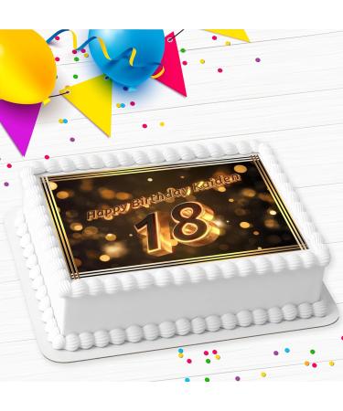 HAPPY BIRTHDAY GOLD PERSONALISED ICING EDIBLE COSTCO CAKE TOPPER AT-7138 - Buy Online on SooperMarket.com