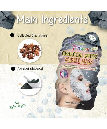 7th Heaven Charcoal Detox Bubble Sheet Face Mask - Purifying Charcoal & Oxygen Bubbles for All Skin Types - Quick Pore Cleansing - Buy Online on SooperMarket.com