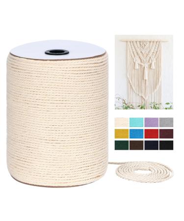 Macrame Cord 3mm x 328Yards(984Feet)  Natural Cotton Macrame Rope - 3 Strands Twisted Macrame Cotton Cord for Wall Hanging  Plant Hangers  Crafts  Gift Wrapping and Wedding Decorations Natural Color 3mm x 328yards