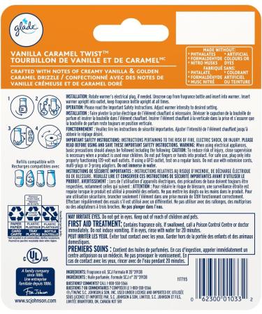 Glade PlugIns Air Freshener Starter Kit Scented and Essential Oils for Home and Bathroom Vanilla Caramel Twist 1 Warmer 1 Refill - Buy Online on SooperMarket.com