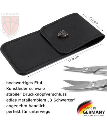 Three Swords Scissors Set - 2 Pcs | Extra Sharp Rustproof Nail & Skin Scissors | Made in Germany | Black Synthetic Leather Case - Buy Online on SooperMarket.com