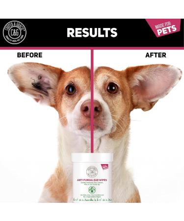 Biodegradable Anti-Fungal Ear Wipes for Dogs & Cats | 100 Soothing Cleaning Wipes | Gentle & Quick Solution for Ear Wax & Itchiness - Buy Online on SooperMarket.com
