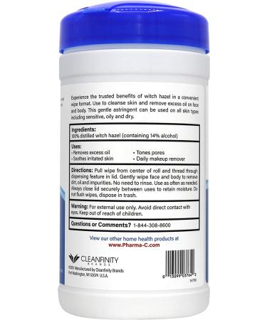 100% Witch Hazel Toner & Astringent Cleansing Wipes - 40 Count Canister (Pack of 1) - Buy Online on SooperMarket.com