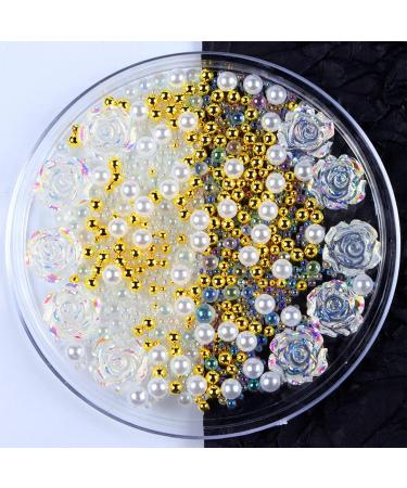 Heart Nail Rhinestones Nail Ornament White Auroras Transparent Illusions Three Dimensionals Resin Rose Ornament Short Clear Press on Nails 1 count (Pack of 1) GD1 - Buy Online on SooperMarket.com