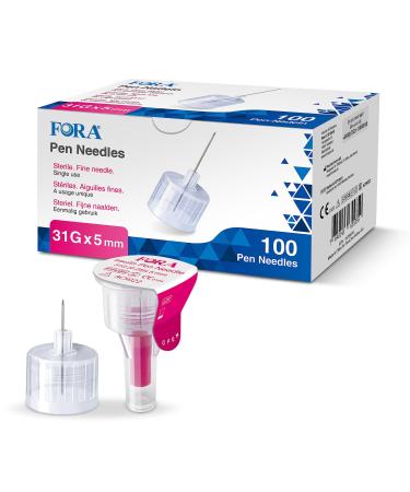 FORA Insulin Pen Needles 31G 5mm(100pcs) for diabetes