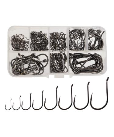 Beoccudo Fishing Hooks Freshwater Saltwater Fishing Gear Fishing Tackle Large Size Set, Worm Soft Bait Jig Fishhooks, Size 22 20 18 16 14 12 10 6