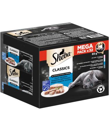 Sheba Classics in Piedetete- Finest Cat Nass Foot in the Ski Fish variation (MSC) with salmon white fish tuna and cod - 32 x 85g 2.72 kg (1 Pack)