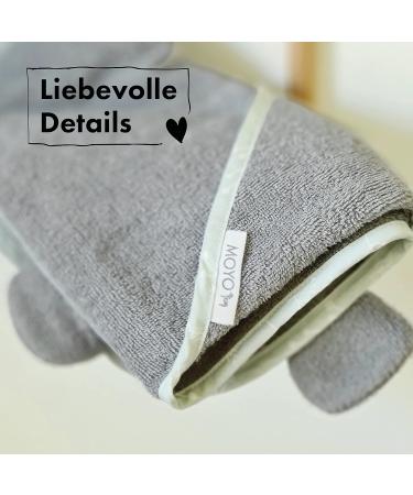 Moyo Hooded Towel with Ears - Gray | 75x75cm Toddler & Baby Bathing Poncho | 100% Terry Cotton | Washable Baby Hooded Towel - Buy Online on SooperMarket.com