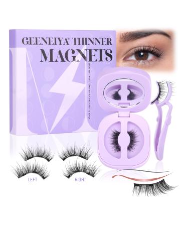 Geeneiya Half Lashes Magnetic Eyelashes with Applicator Cat Eye Magnetic Eyelashes Natural Look Wispy Magnetic Lashes No Glue or Liner Needed Easier to Apply Short Half Lashes(1 Pair 7-11mm)